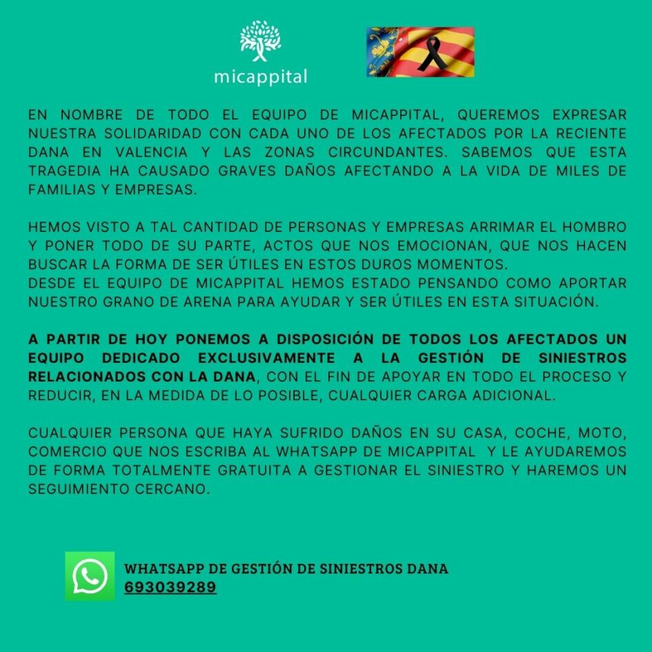 micappital seguros siniestro DANA